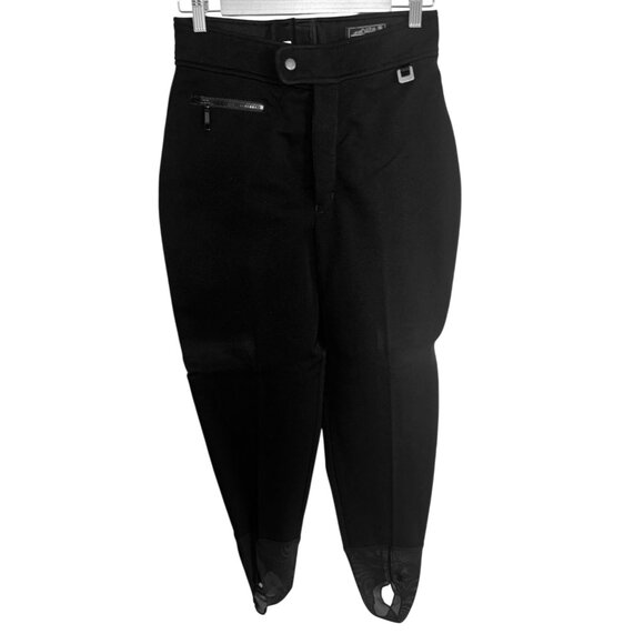Vintage Eddie Bauer Schoeller Black Ski Snow Wool Stretch Pants 10 Stirrup Zip - Picture 1 of 10